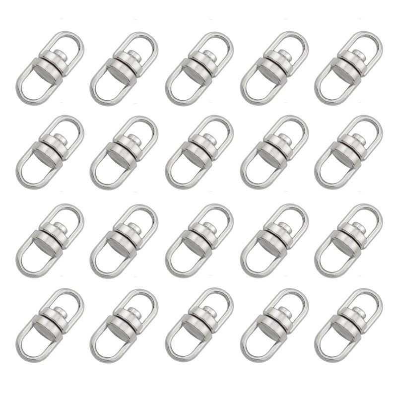 Ganzoo Lot de 20 ferrures pivotantes pour porte-clés, émerillons pour fixations polyvalentes en métal