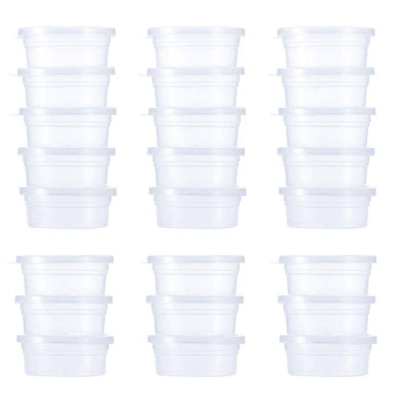 24 pièces boîtes de rangement pour slime en plastique transparent anti-fuite en mousse de boule de stockage de tasses de stockag