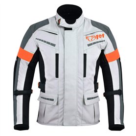 Jet Blouson Veste Moto Homme Imperméable Avec Armure Textile Gris Argenté