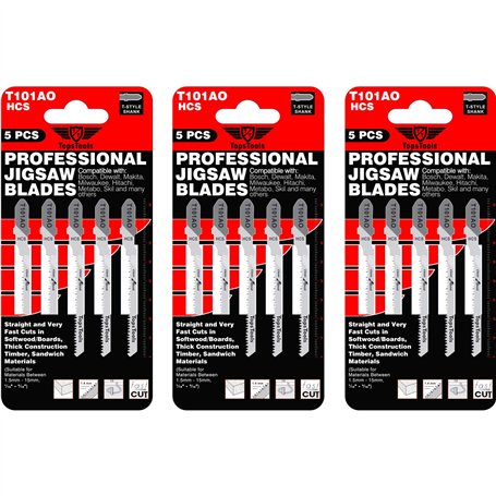15 x TopsTools T101AO lames de scie sauteuse pour coupes droites et incurvées compatibles avec Bosch Dewalt Makita Milwaukee et