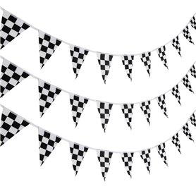 10 Mètres Bannière de Damier Drapeau de Course Accessoire de Bannière de Drapeau de Partie pour la Décoration de Fête du Thème d