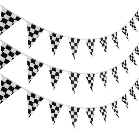 10 Mètres Bannière de Damier Drapeau de Course Accessoire de Bannière de Drapeau de Partie pour la Décoration de Fête du Thème d