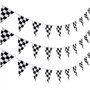 10 Mètres Bannière de Damier Drapeau de Course Accessoire de Bannière de Drapeau de Partie pour la Décoration de Fête du Thème d