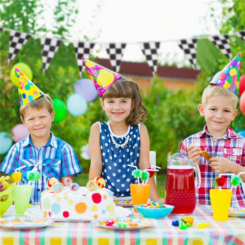 Image secondaire de 10 Mètres Bannière de Damier Drapeau de Course Accessoire de Bannière de Drapeau de Partie pour la Décoration de Fête du Thème d