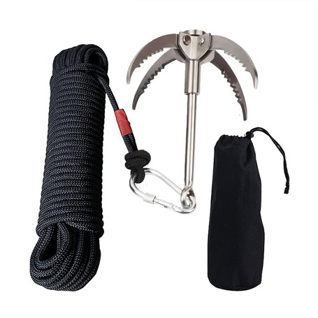 J-ouuo Grappin de Survie 400 kg en Acier Inoxydable avec Corde auxiliaire de 20 m