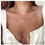 Yheakne Boho Cercle Perle Lariat Collier Or Long Lariat Chaîne Collier Minuscule Perle Collier Ras Du Cou Goutte Perle Chaîne Y