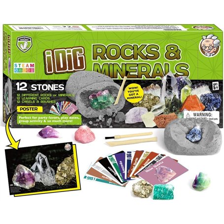 Dr. Daz Sicence Cristaux Jeux Enfant Kit Découverte Scientifique 12 Pierres Precieuses Et Minéraux