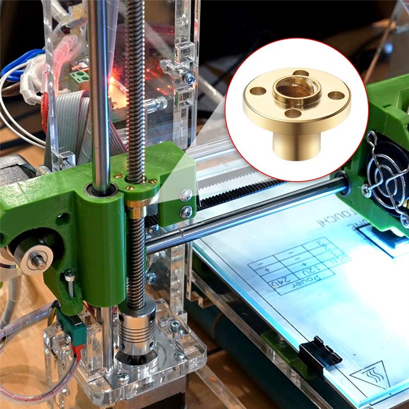 Image secondaire de Aipaide 8 Pièces T8 Écrou Vis Trapézoïdal en Laiton Résistant à la Corrosion pour 8mm Fil Tige Filetée RepRap i3 3D Imprimante Z