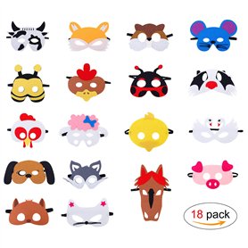 HONGXIN-SHOP Masques pour Enfants Feutre Masques d'animaux avec Corde Élastique pour Cadeaux de Fête Masquerade D'anniversaire N