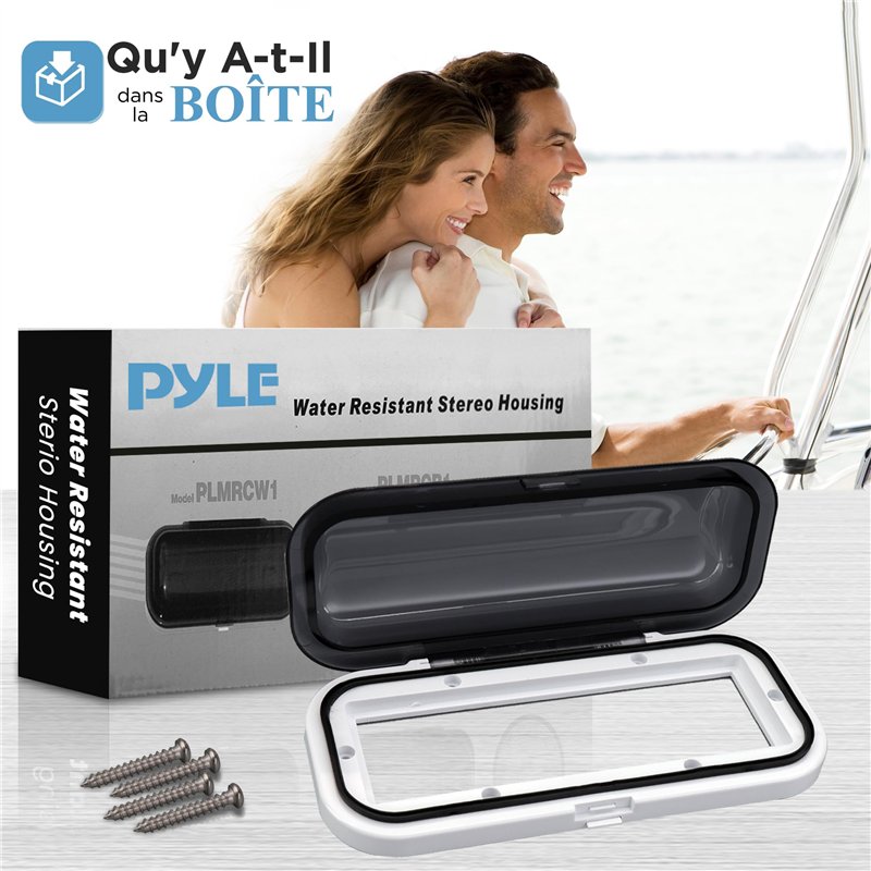 Image secondaire de Pyle Housse Stéréo Marine - Boîtier de protection étanche pour radio - Protection Robuste pour Radio de Bateau - Couleur Fumée -