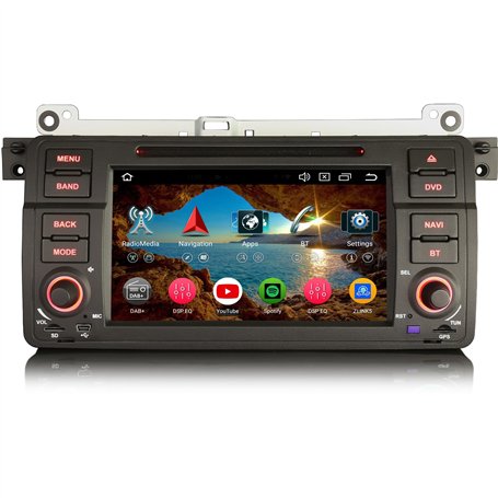 Erisin 8-Core 4+64Go Android 14 Autoradio pour BMW Série 3 E46 Rover 75 M3 MG ZT Support Navigation GPS Carplay Android Auto DSP