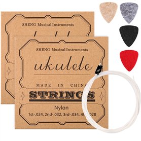 2 Ensembles de Cordes d'Ukulélé en Nylon avec 4 Choix de Feutre