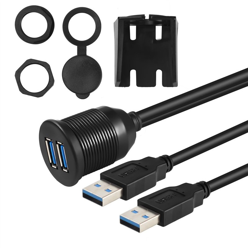 Image secondaire de USB Panel Flush Mount Kabel 2 Meter 1,8 m Dual USB 3.0 Verlängerung USB Mount Dash Mount Mount Panel Mount Kabel für Auto Boot M