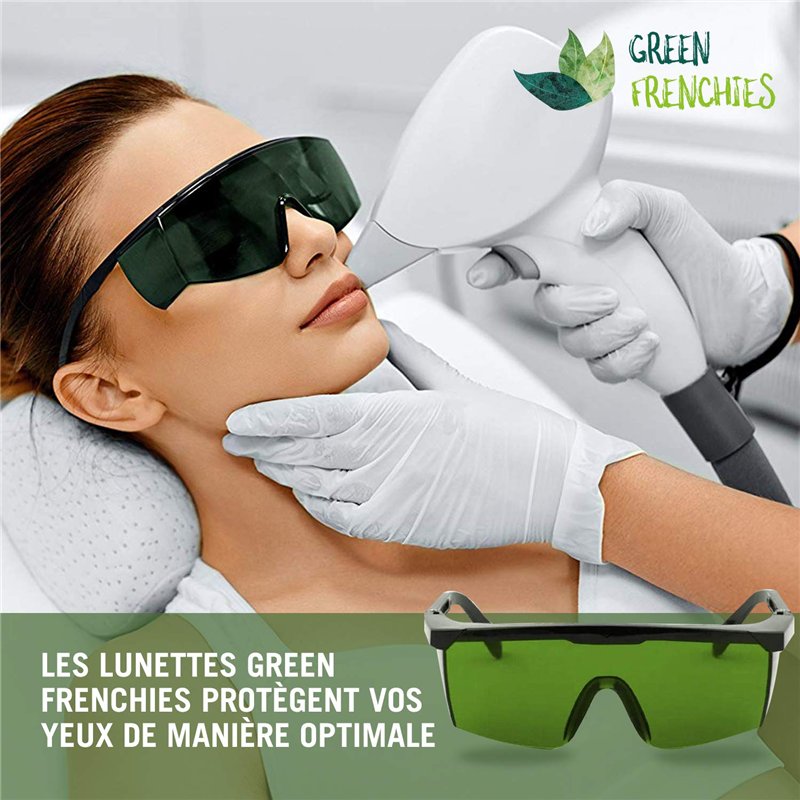Image secondaire de Green Frenchies G.F. Lunettes Anti Lumiere Pulsée - Lunettes de Protection IPL, Protege contre la Lumière Pulsée, Sac-étui Offer