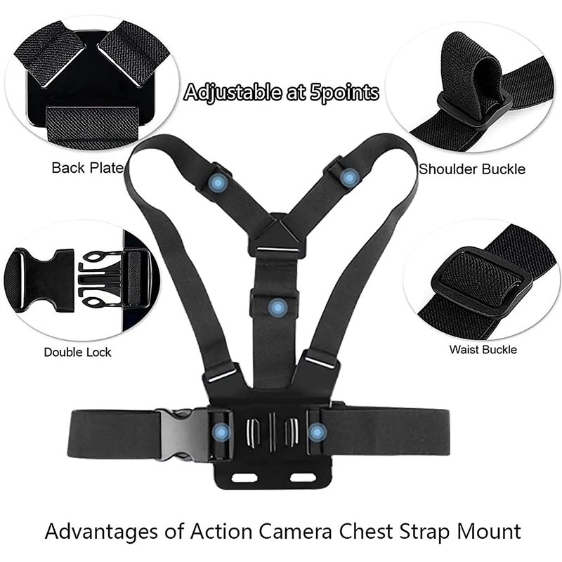 Image secondaire de TEKCAM Harnais de Poitrine Support Fixation Poitrine Chesty Compatible avec Gopro Hero 13/12/11/10/9 AKASO GOOKAM Apexcam Jadfez