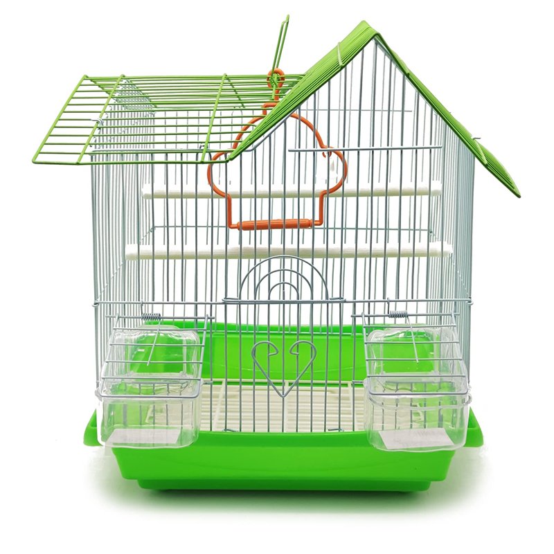 BPS Cage à Oiseaux Métal Petite Cage avec Bol à Nourriture et Abreuvoir Balançoire à Seau Couleur Aléatoire 30 x 23 x 39 cm BPS-