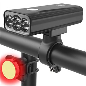BIKIL Lumiere Velo 6400mah Lampe Velo Rechargeable USB C Eclairage Velo a LED Puissant 2400 Lumens Lumière Velo Avant et Arrière