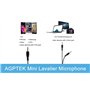 AGPTEK Microphone pour PC 3.5mm Jack Audio, 2m Mini Micro Cravate Condensateur Omnidirectionnel avec 2 Transformations pour Entr