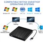 Lecteur CD DVD Externe USB 3.0, Graveur CD DVD Externe CD/DVD /-RW/ROM Transmission à Grande Windows 10/8 / 7 / XP/Vista/Linux/M
