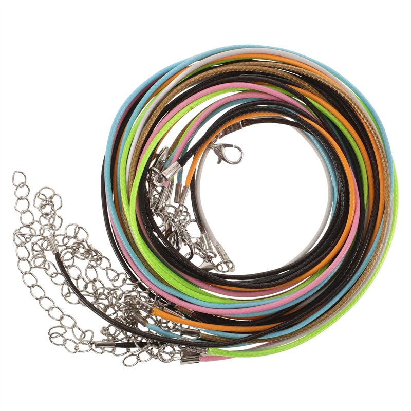 10 Pcs Cordon Collier 60 Cm 1.5 Mm pour Hommes Femmes, Cordon De Collier en Coton Ciré avec Fermoir pour Fabrication De Bijoux,