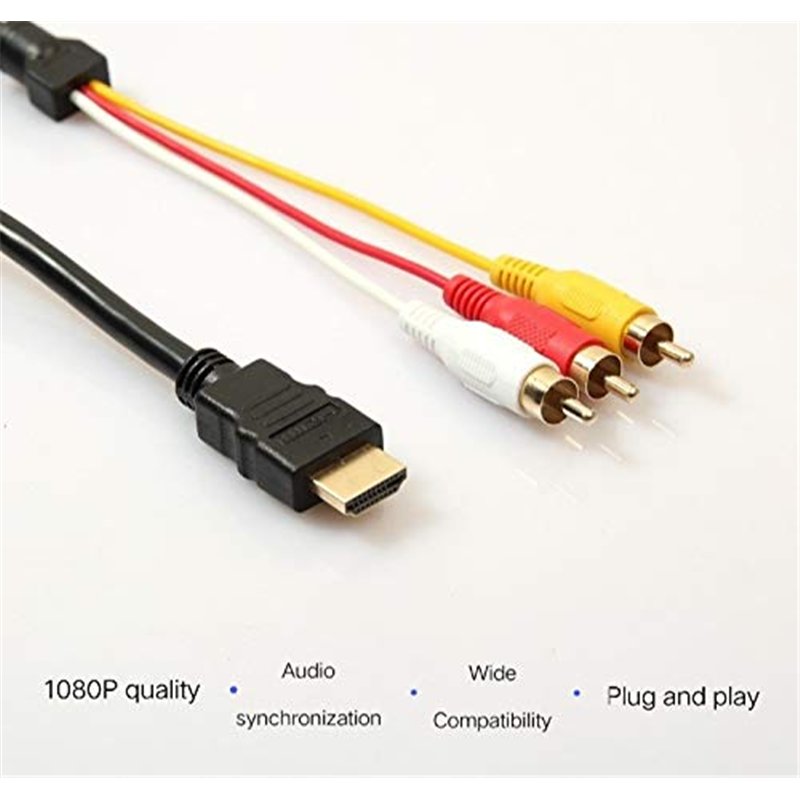 Image secondaire de Yiany Câble HDMI vers RCA, 1080P HDMI mâle vers 3 RCA Audio Vidéo Câble Adaptateur convertisseur de Composants AV pour TV HDTV D