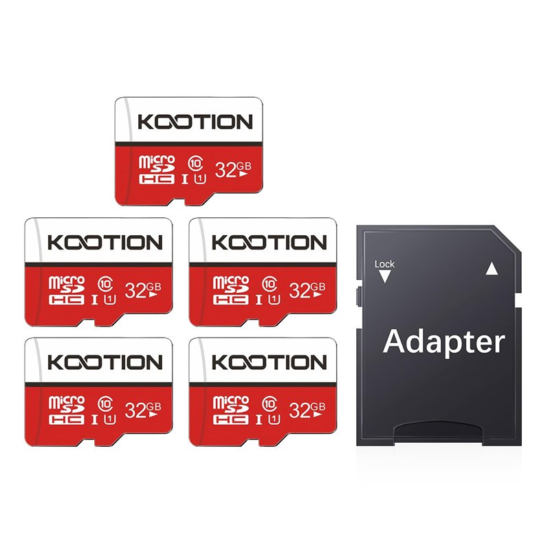 KOOTION Carte SD 32 Go Lot de 5 Carte Memoire UHS-I Vitesse jusqu'à 85 m/s,TF Micro SDHC, Micro SD Classe 10, U1 avec Adaptateur