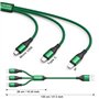 RAVIAD Câble Multi USB, 3 en 1 Multi Chargeur USB Câble en Nylon Tressé avec Micro USB Type C Lightning Connecteurs pour iPhone,