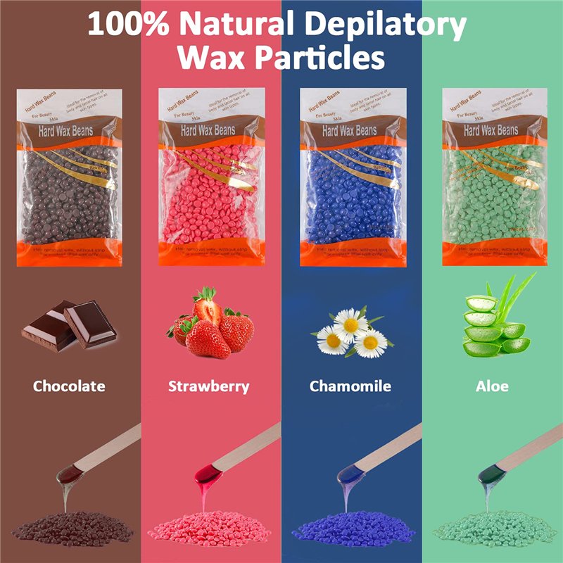 Image secondaire de Perles de Cire, Perles de Cire Dure Professionnelle pour l'épilation 400g avec 10 Bâtons en Bois - Maillot Brésilien Visage Jamb