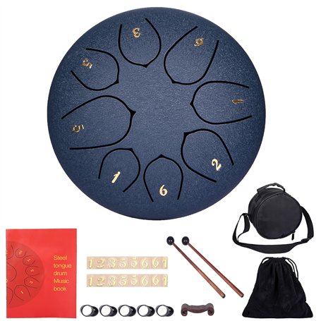 Tambour à langue d'acier Handpan 6 Pouces Steel Tongue Drums à 8 Tons avec Baguettes