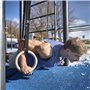Eric Flag Anneaux Gymnastique en Bois - Diamètre 28 mm - Anneaux Gym avec Sangles Suspension Graduées, Facilement Réglables pour