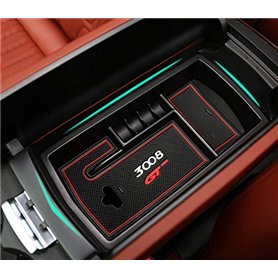 HIGH FLYING pour 3008 GT 2017-2022 Central Voiture Accoudoir Boîte de Rangement Support Plastique Accessoires Auto (Noir)
