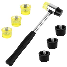 Dadabig 1pcs Maillet en Caoutchouc Maillet Double Face Marteau en Caouthouc avec 6pcs Face Remplaçable Poignée en Caoutchouc Ant