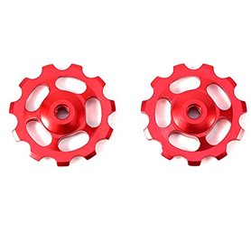 VGEBY1 2pcs Poulie de Dérailleur en Alliage d'Aluminium 11 t Vélo Arrière Guide Dérailleur Poulie Roue Jockey Accessoire(Rouge)