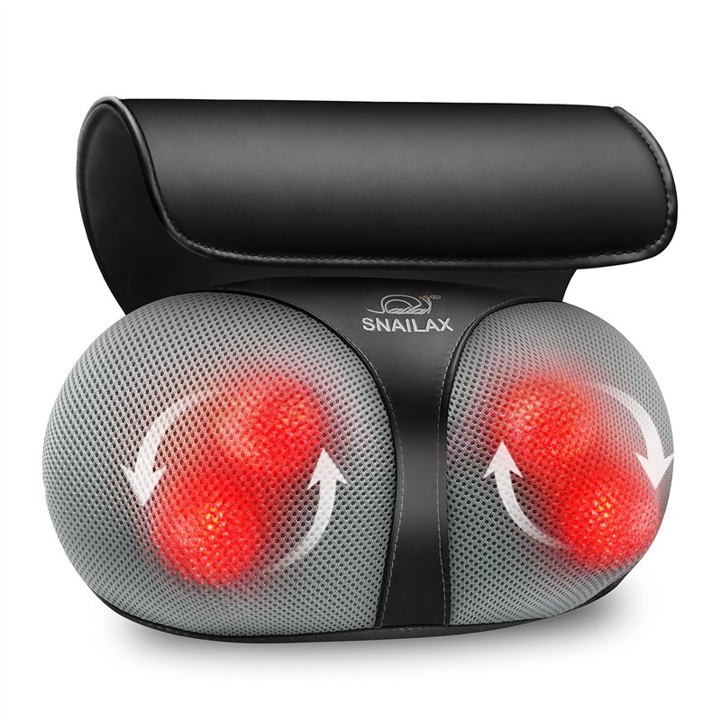 SNAILAX Shiatsu Oreiller de Massage - Masseur Cou et Dos avec fonction Chauffante, Coussin de Massage Électrique pour Épaules, C