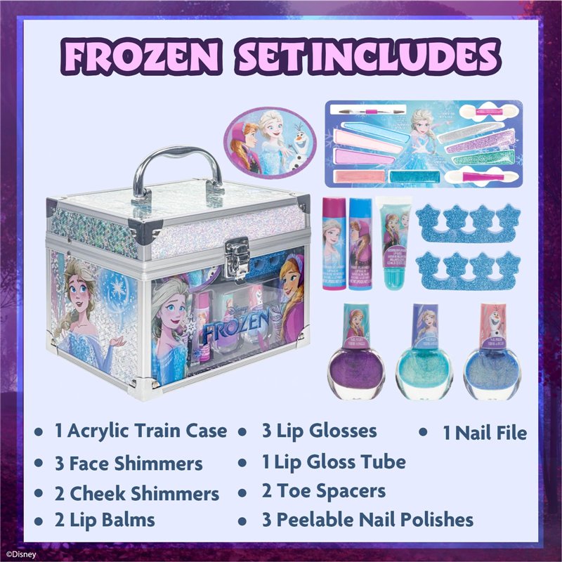 Image secondaire de Disney Frozen - Townley Girl Train Case Cosmetic kit Maquillage, avec Gloss, Ombre à paupières, Brosse, Vernis et Plus! À partir