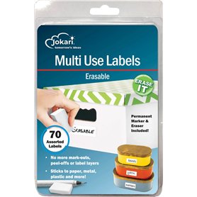 JOKARI 47802 - à Imprimer Une Fois effaçable étiquettes multiusage kit de démarrage avec 70 étiquettes