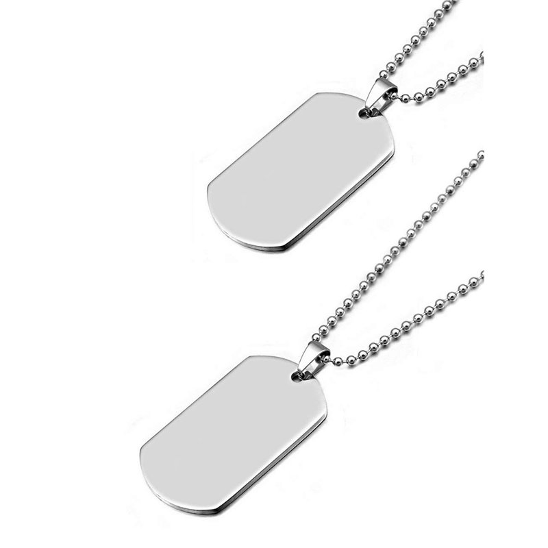 Tang Yuan 2 pendentifs de l'armée, étiquette en Acier Inoxydable Poli pour Hommes et Femmes, Collier de Style Militaire, Longueur d