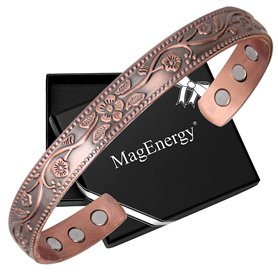 MagEnergy Bracelet magnétique en cuivre pour femmes 6.8 pouces réglable pour s'adapter à la plupart des poignets avec une belle