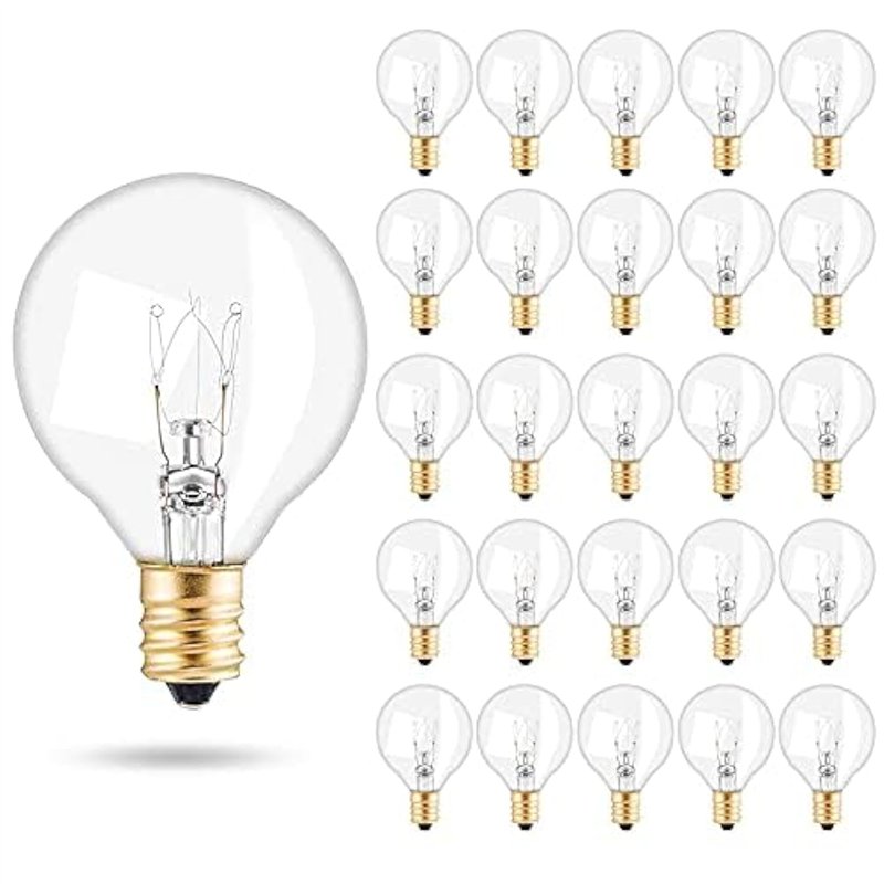 Weskjer Ampoules de Remplacement G40, 25 PCS E12 Ampoules en Verre Ampoules Globe G40 7W Globe Ampoule Extérieure Résistance à l