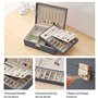 Boîte à Bijoux, Mtianxy Femme Double Couche PU Cuir Boîte de Rangement pour Bagues Boucles D'oreilles Bracelets Colliers Organis