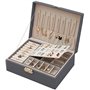 Boîte à Bijoux, Mtianxy Femme Double Couche PU Cuir Boîte de Rangement pour Bagues Boucles D'oreilles Bracelets Colliers Organis