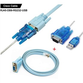 Cisco Câble De Console Câble Série Rj45 à DB9 et RS232 à USB (2 en 1) Pour Périphérique Cisco 1.8M + 1M