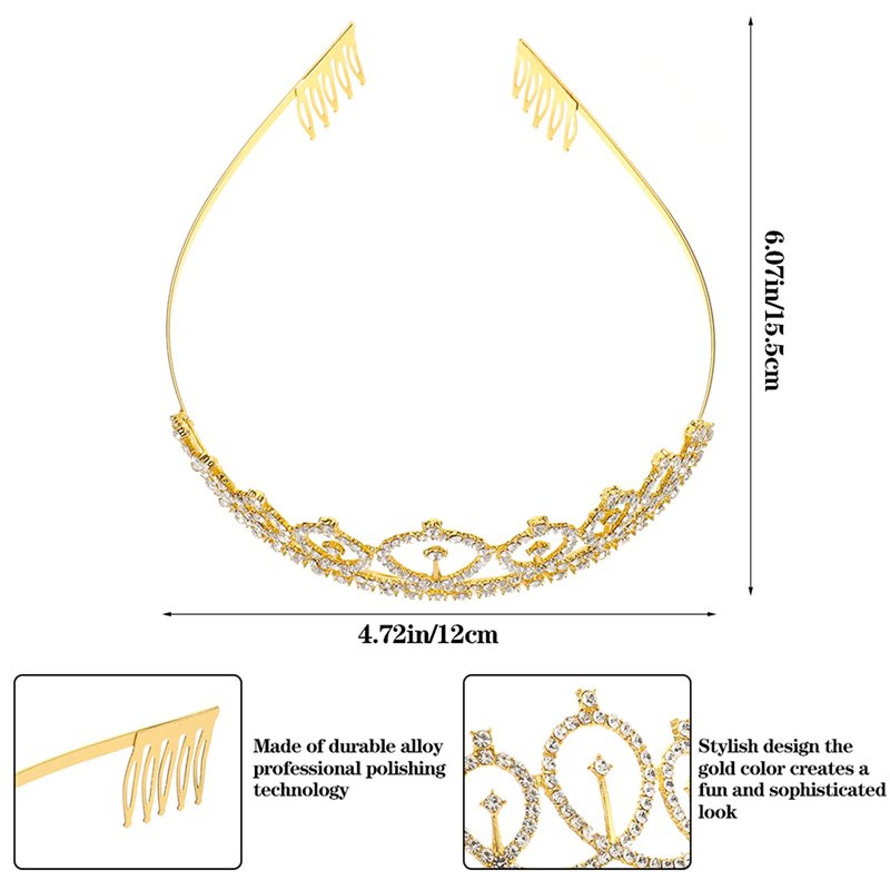 Image secondaire de KroY PecoeD Couronne Anniversaire Echarpe, Doré Birthday Queen Echarpe Reine Diadème de Princesse en Strass Broche Perle Femme F