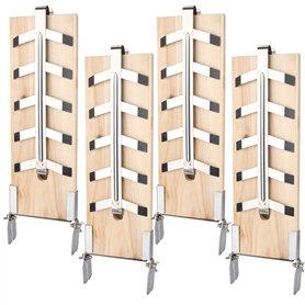 Einfeben Lot de 4 planches à saumon flammé avec supports inclinables en acier inoxydable pour braseros