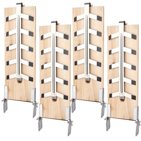 Einfeben Lot de 4 planches à saumon flammé avec supports inclinables en acier inoxydable pour braseros