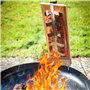 Einfeben Lot de 4 planches à saumon flammé avec supports inclinables en acier inoxydable pour braseros, barbecue, barbecue d'ext