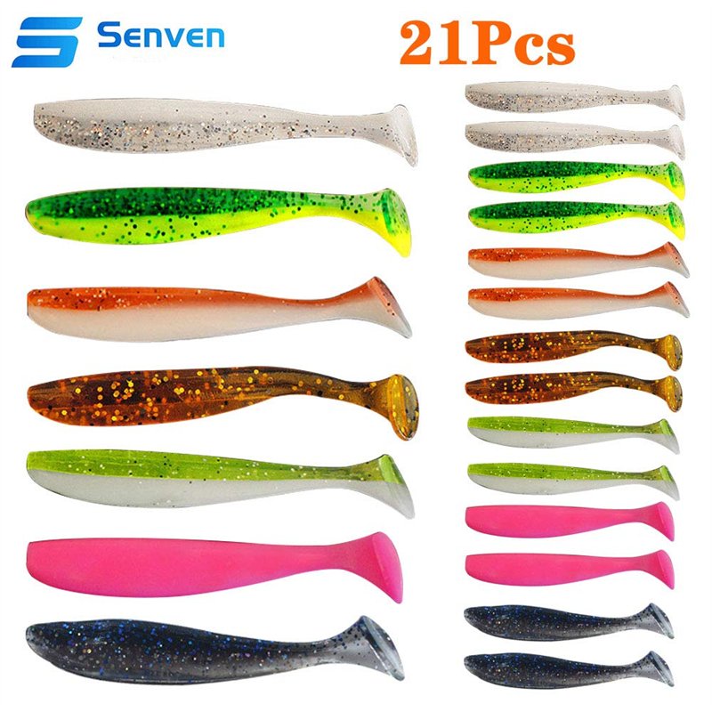 Image secondaire de Senven Appât Artificiel, appât bionique en Silicone Souple, appât de pêche au ver, Simulation Appât à Queue en T, Environnement 