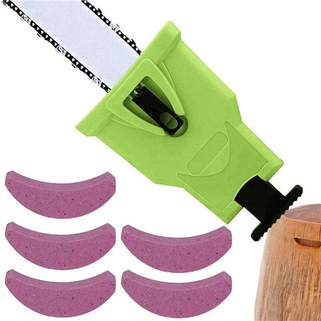 MZSM Affûteur de Tronçonneuse avec 5 Pierres d'affûtage Affûteuse de Chaîne de Tronçonneuse pour Guides de 14 à 20 Pouces et Bar