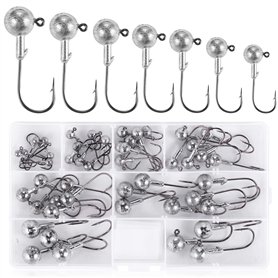 UNOLIGA 49pcs Têtes Plombées Crochets Kit de Hameçons de Pêche