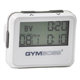 Gymboss Minuteur d’intervalle et chronomètre – Blanc MÉTALLISÉ/Gris